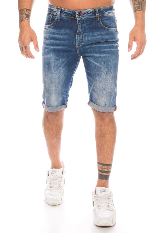 Cipo und Baxx Herren Capri Short mit Kontrast Nähten in blau