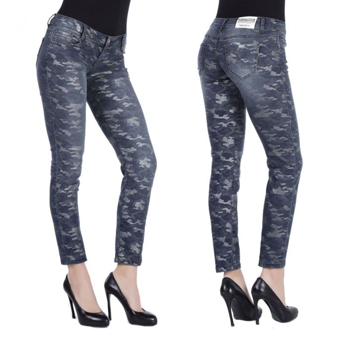 Cipo & Baxx Damen Jeans WD270 camouflage blau